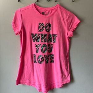 Xersion Quick Dry Pink Tee Shirt “Do What You Love” Size Girls L (14)